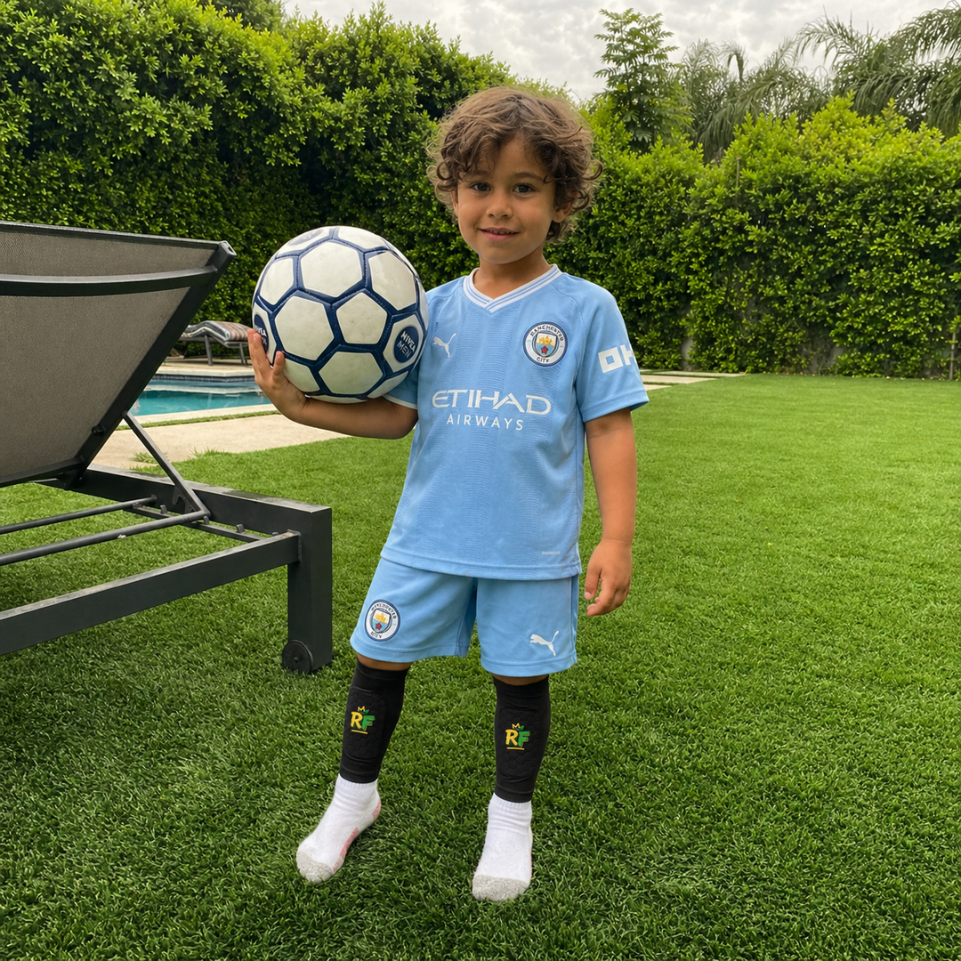 My son finally stopped adjusting his shin pads