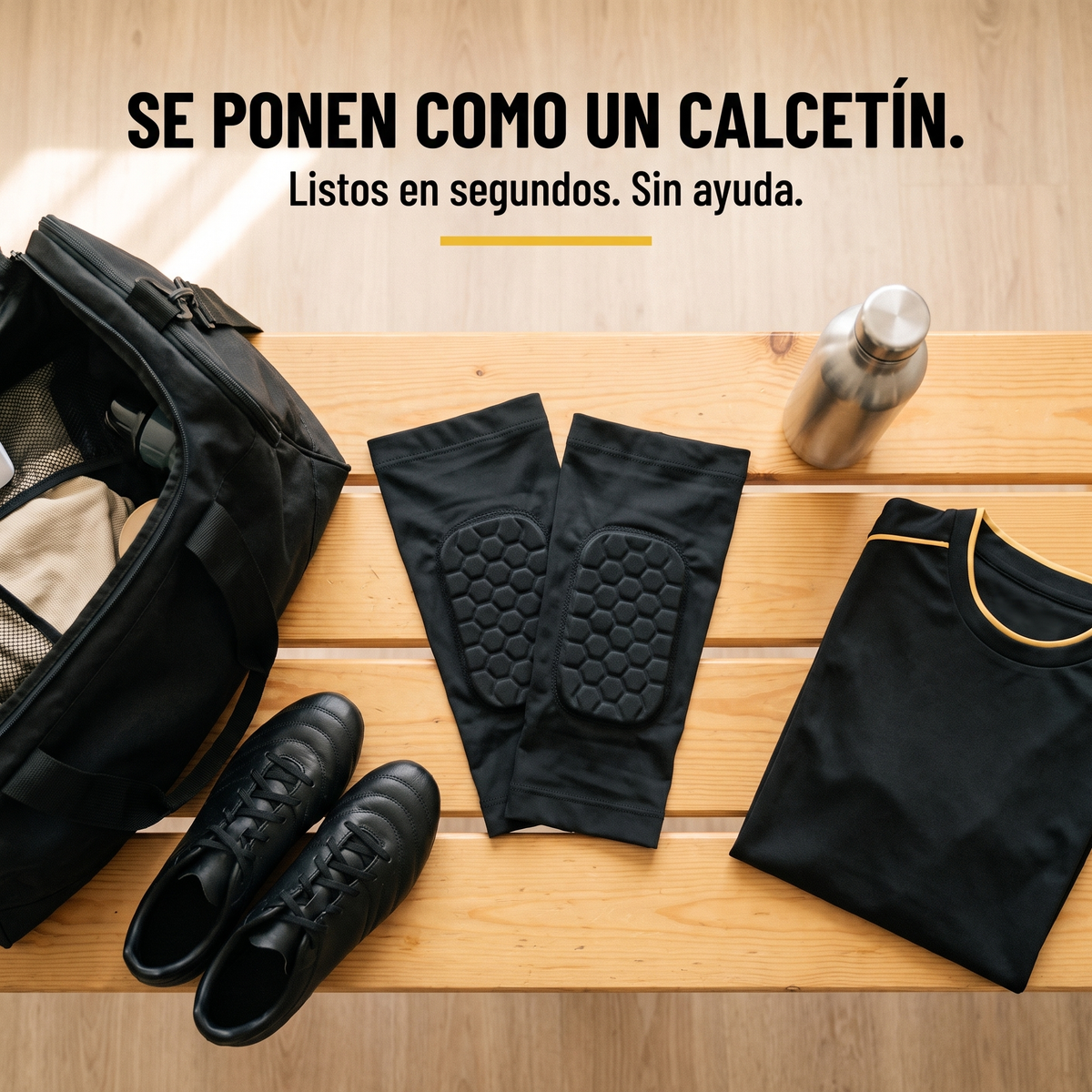 Espinilleras integradas en la bolsa de fútbol: se ponen como un calcetín
