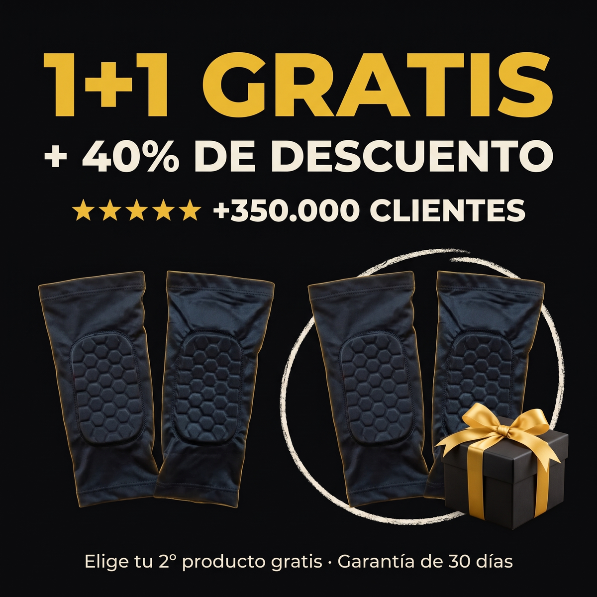 Oferta 1+1 gratis y 40% de descuento en espinilleras integradas