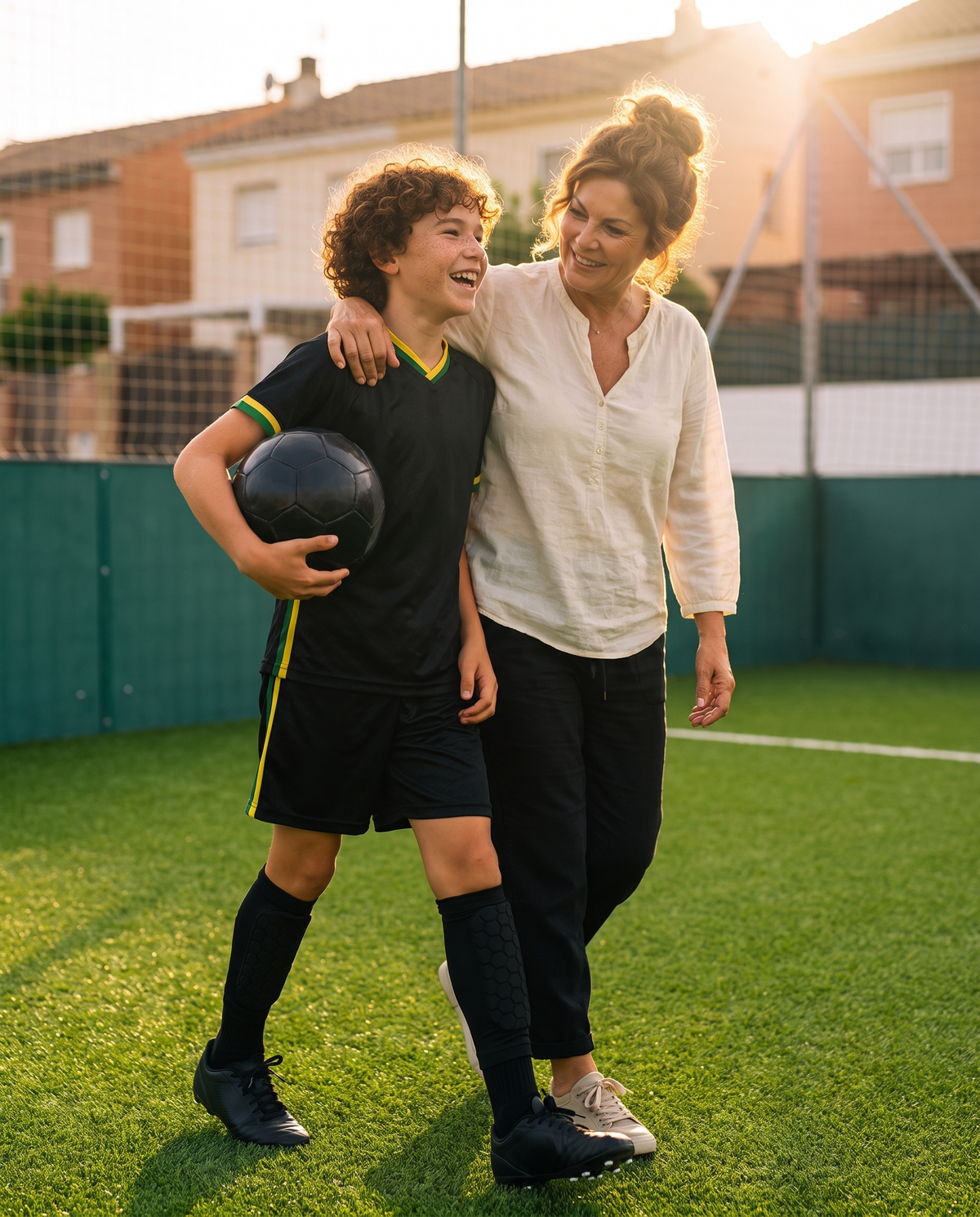 Niño sale feliz del campo con su madre: vuelve a jugar como antes